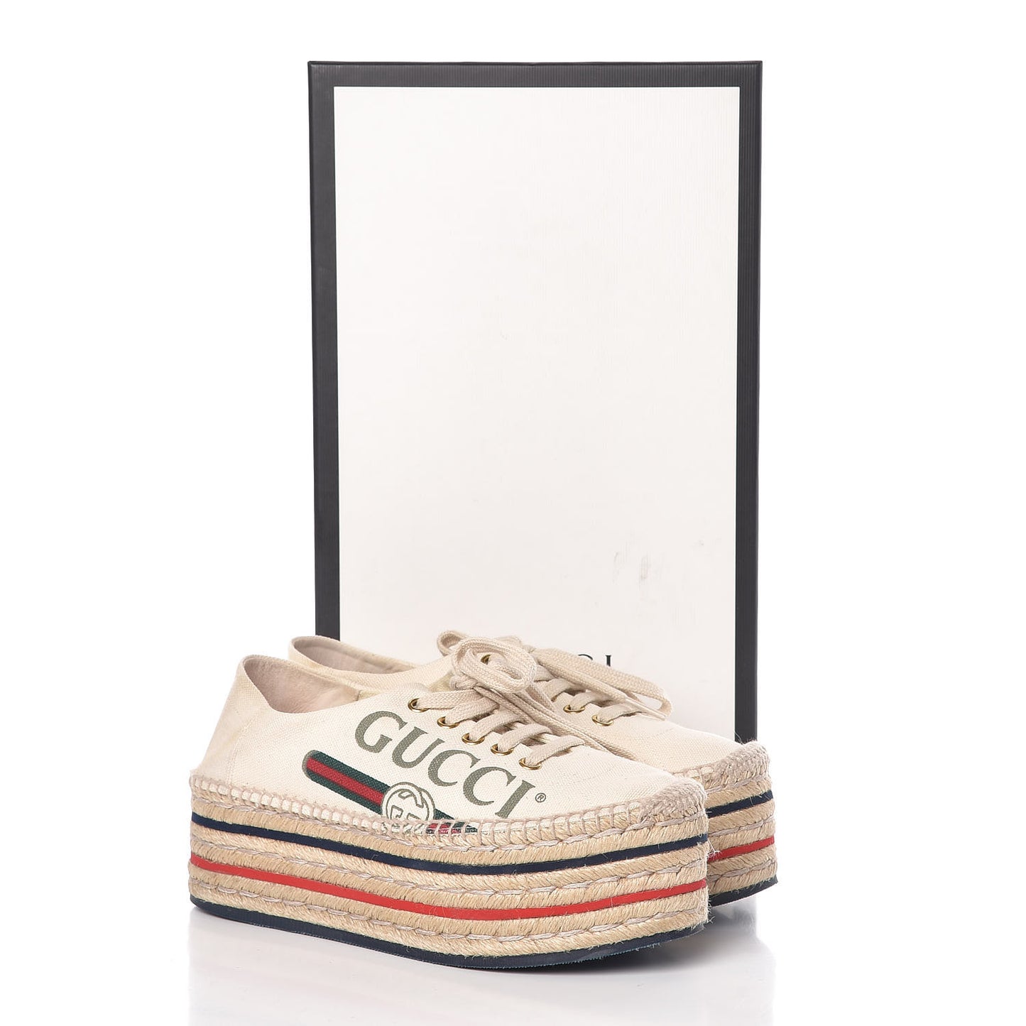 Canvas Logo Lace-Up Platform Espadrilles 35 Greggio Grege
