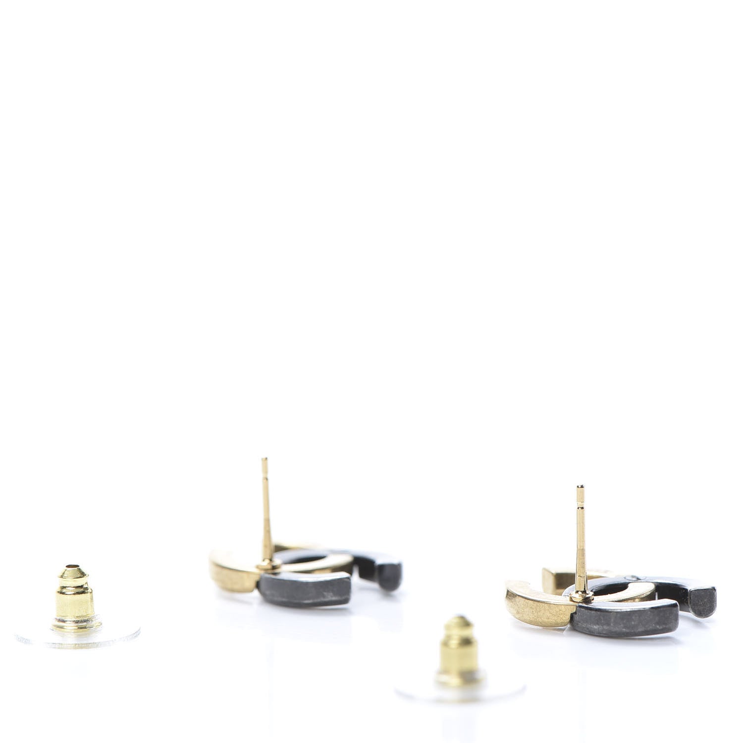 Chanel Metal CC Earrings Gold Ruthenium 3 of 5