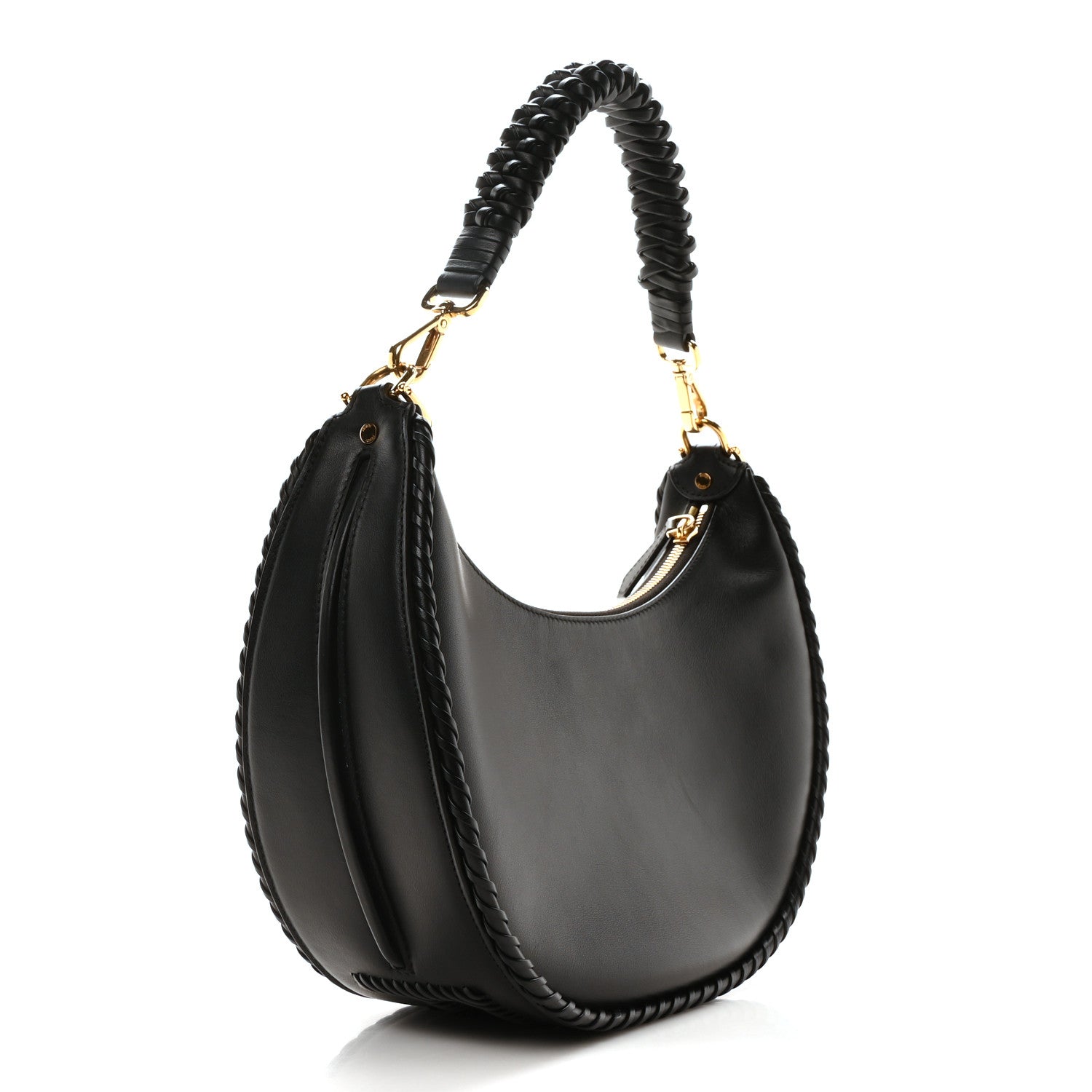 Fendi Vitello Grace Matte Whipstitch Small Fendigraphy Hobo Bag Black 3 of 10