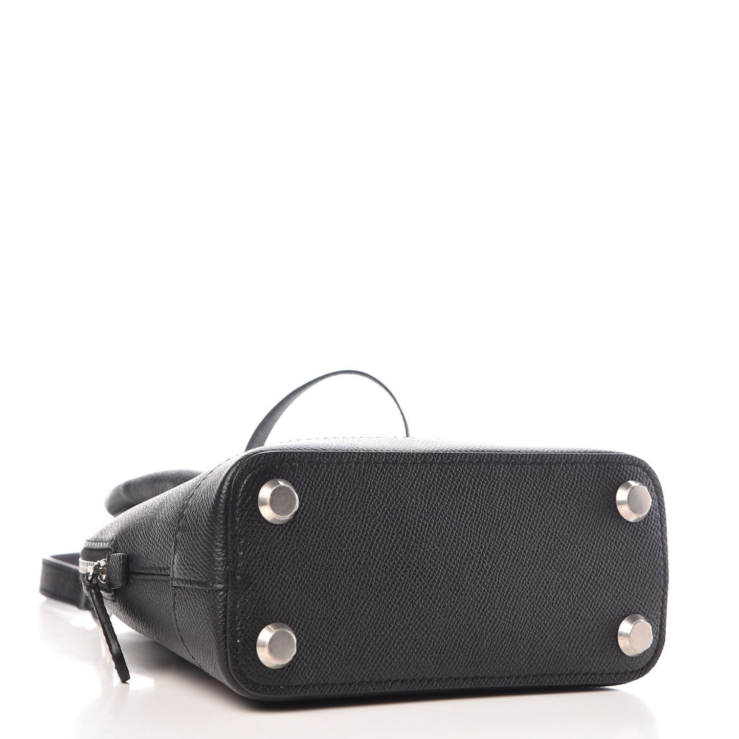Signature Grained Calfskin Logo XXS Ville Top Handle Bag Black Rose Shocking