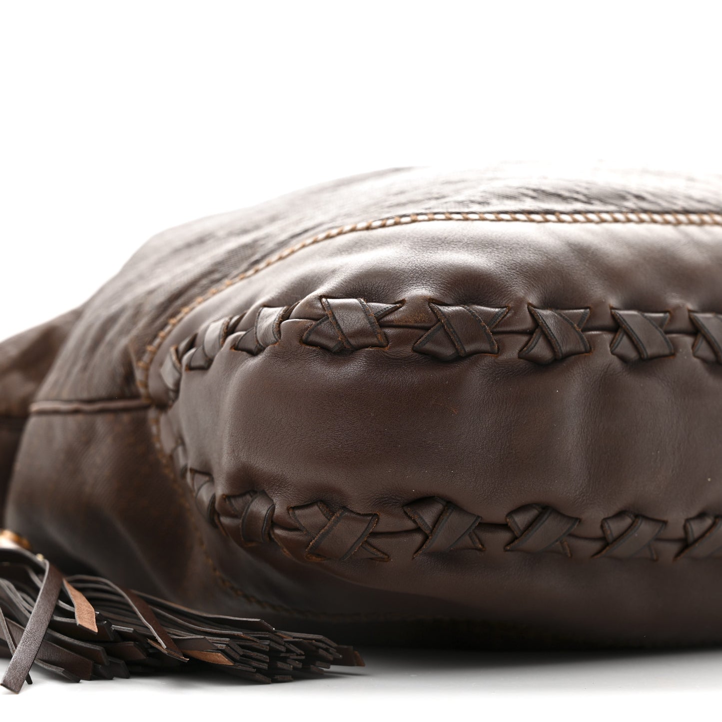 Calfskin Stitched Braided Large New Jackie Hobo Brown