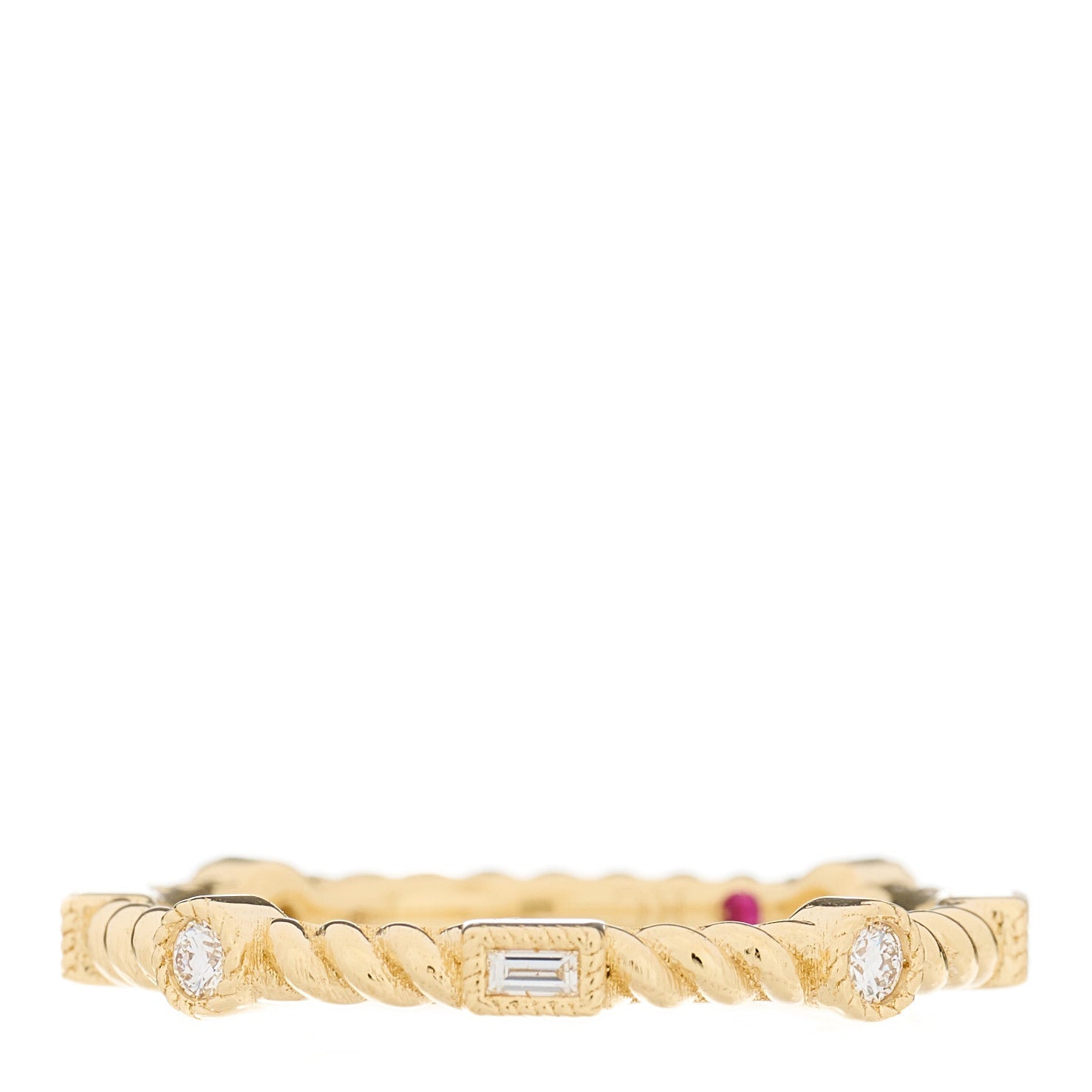 Roberto Coin 18K Yellow Gold Diamond Rope Band Ring 53 6.25 1 of 4
