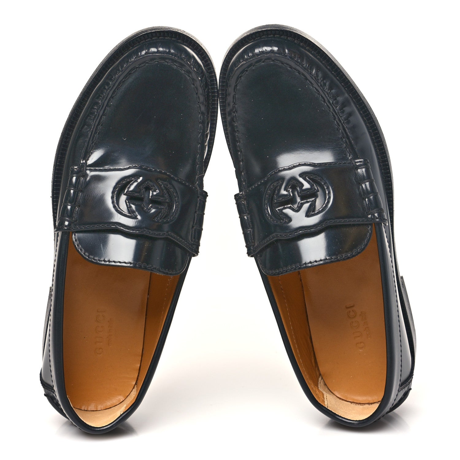 Gucci Millennial Ribot Cut Out Interlocking G Loafers 35.5 Black 2 of 10