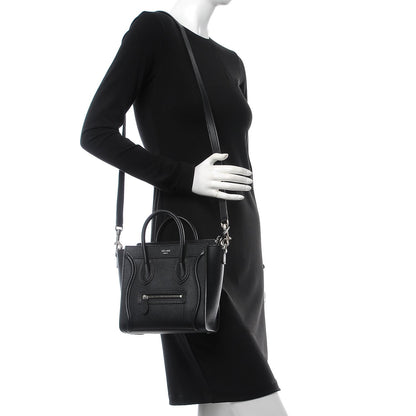 Celine Drummed Calfskin Nano Luggage Black 2 of 7