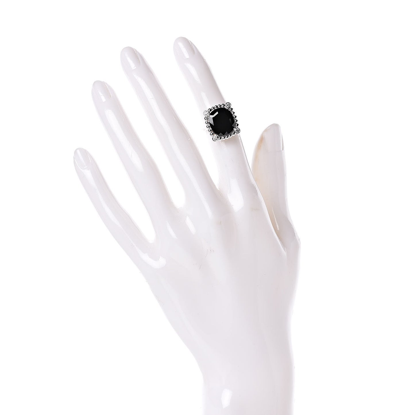 Sterling Silver Black Spinel Diamond 15mm Ziegfeld Ring 47 4