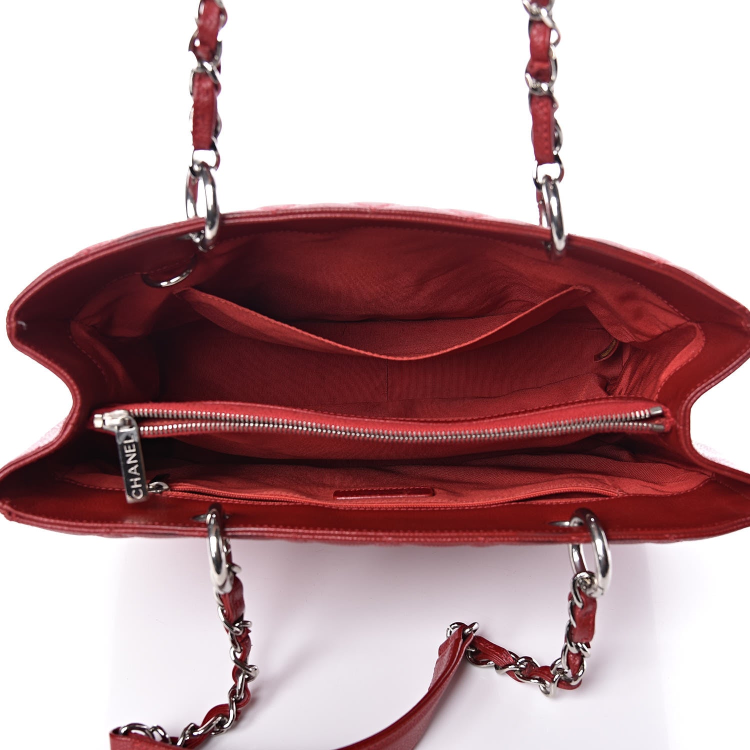 Chanel Caviar Quilted Grand Shopping Tote GST Red 5 of 9