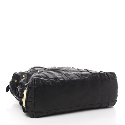 Valentino Garavani Lambskin Pleated Studded Maizeon Tote Black 4 of 11