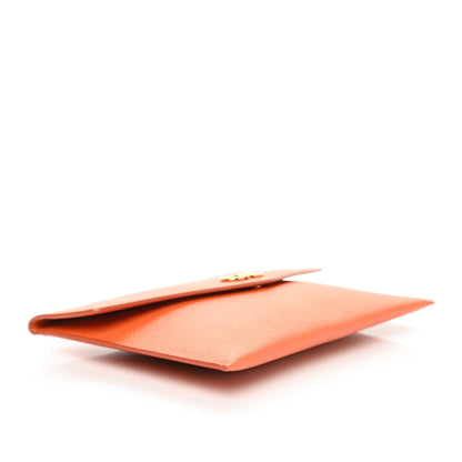 Salvatore Ferragamo Printed Calfskin Gancio Envelope Clutch Orange 4 of 10