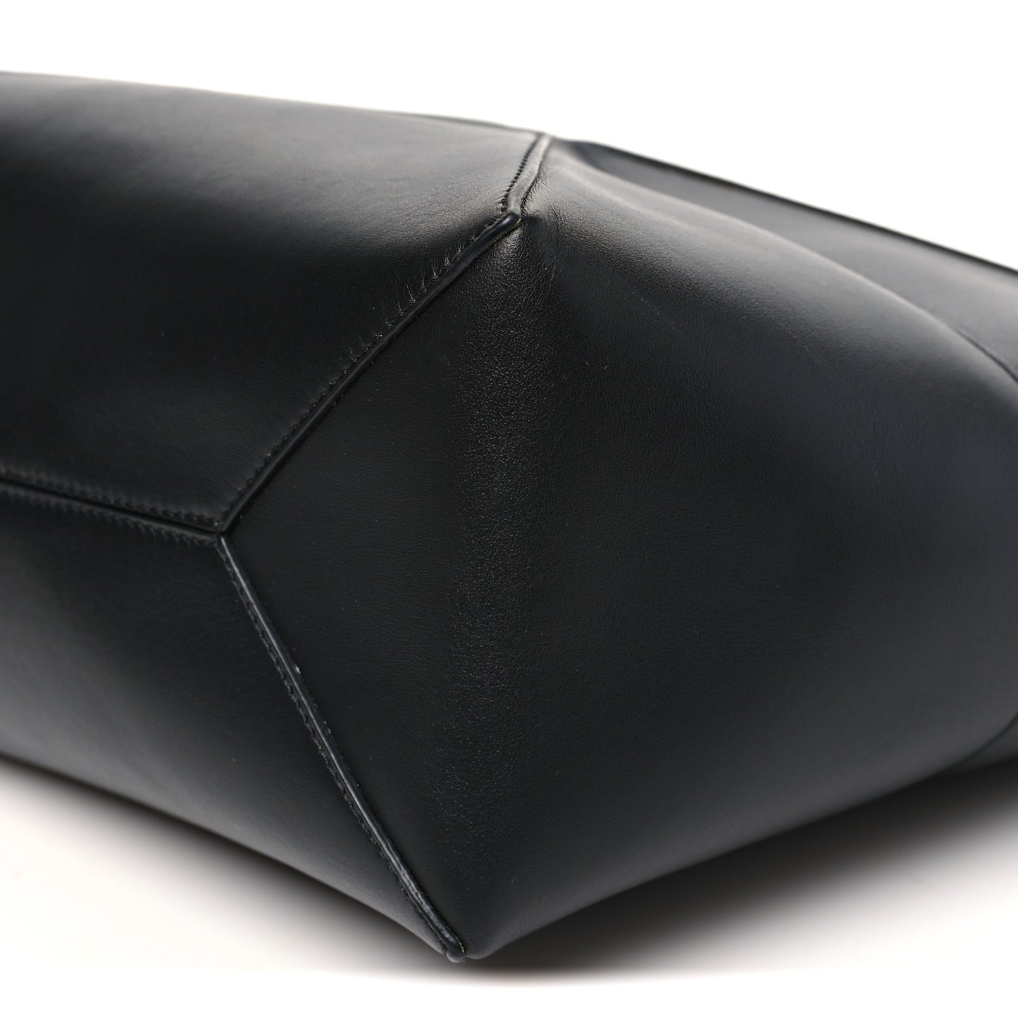Shiny Calfskin Medium Puzzle Fold Tote Black