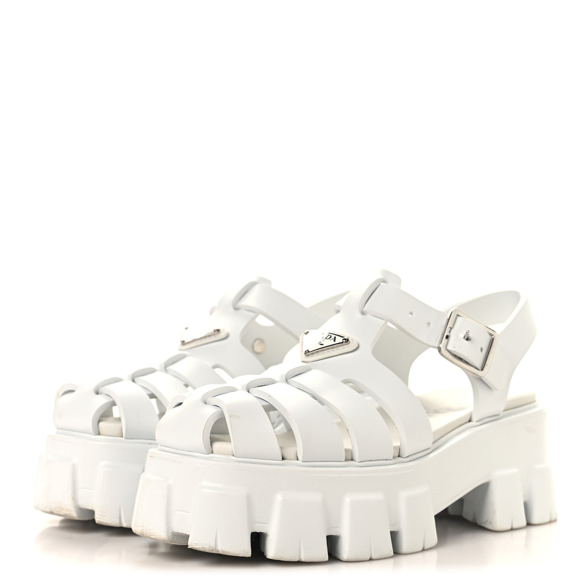 Foam Rubber Triangle Logo Monolith 55mm Cage Sandals 35 White