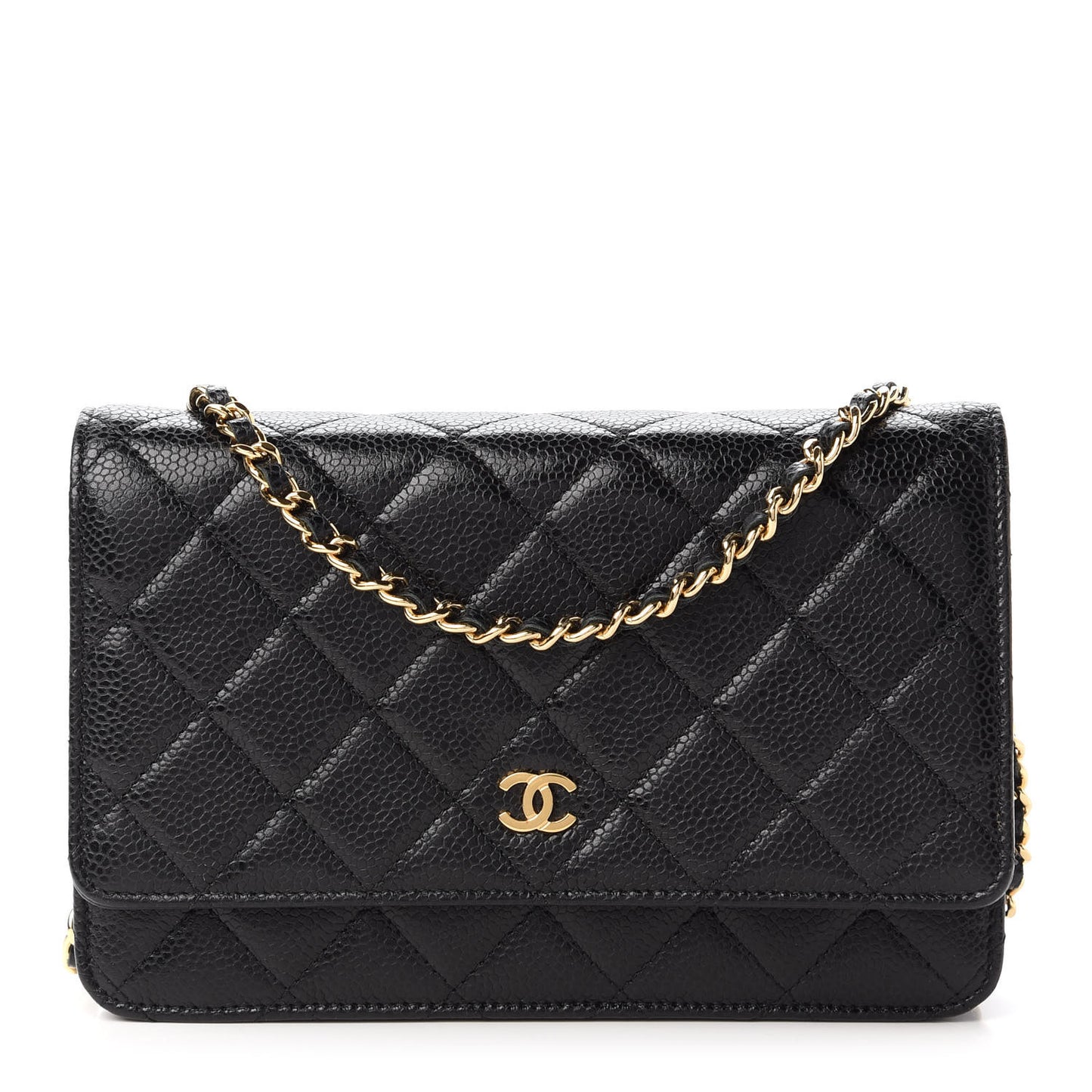 Caviar Quilted Wallet On Chain WOC Black