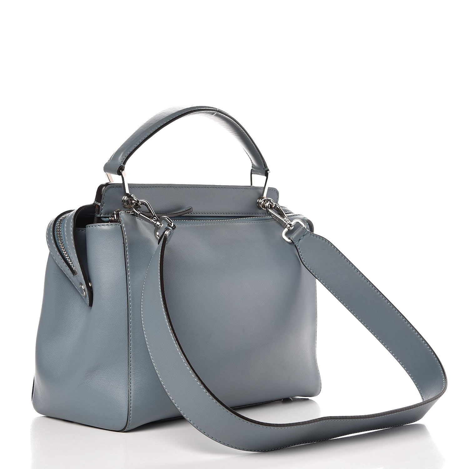 Fendi Vitello Baltico Dolce DotCom Satchel Riviera Blue Notte 4 of 10