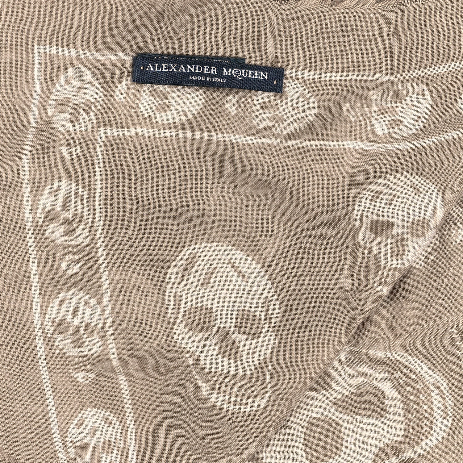 Alexander McQueen Silk Chiffon Skull Scarf Beige Ivory 3 of 5