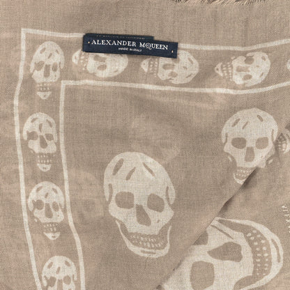 Alexander McQueen Silk Chiffon Skull Scarf Beige Ivory 3 of 5
