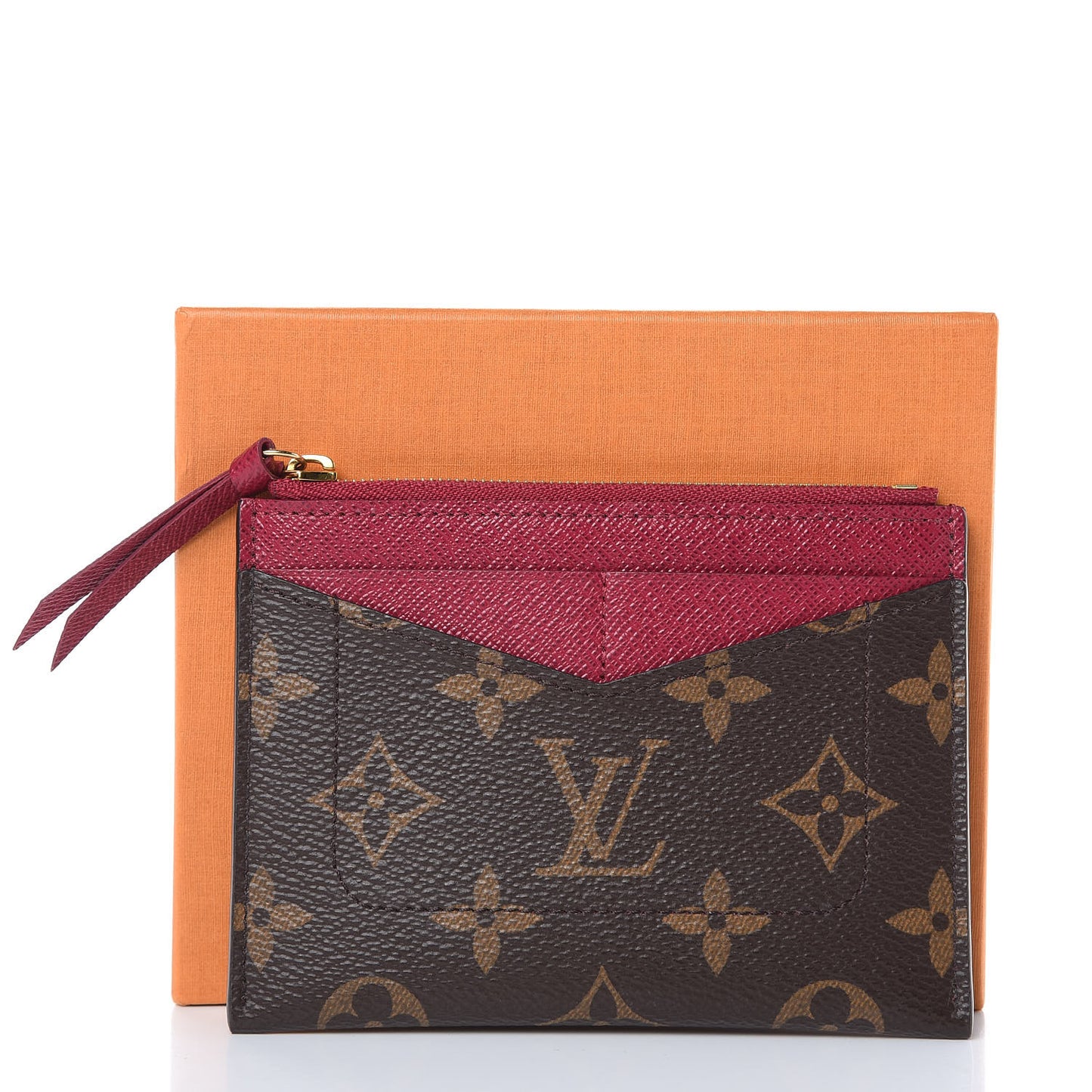 Monogram Zipped Card Holder Fuchsia