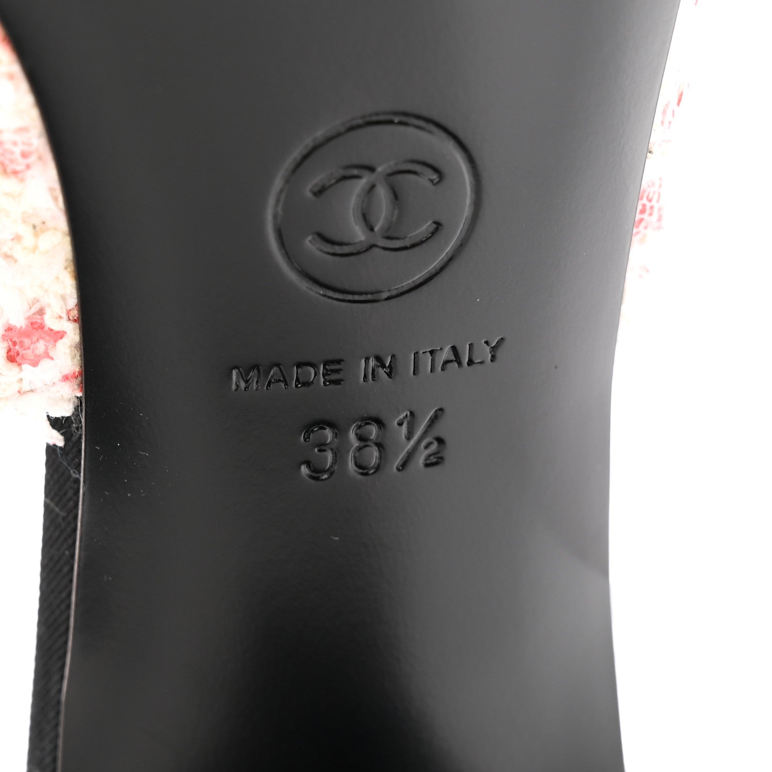 Chanel Glittered Tweed Grosgrain Cap Toe Slingback Pumps 38.5 Ecru Pink Red Black 7 of 11