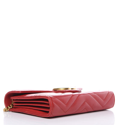 Gucci Calfskin Matelasse GG Marmont Chain Wallet Hibiscus Red 4 of 17