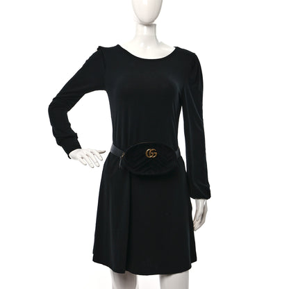 Gucci Velvet Matelasse GG Marmont Belt Bag 75 30 Black 2 of 12