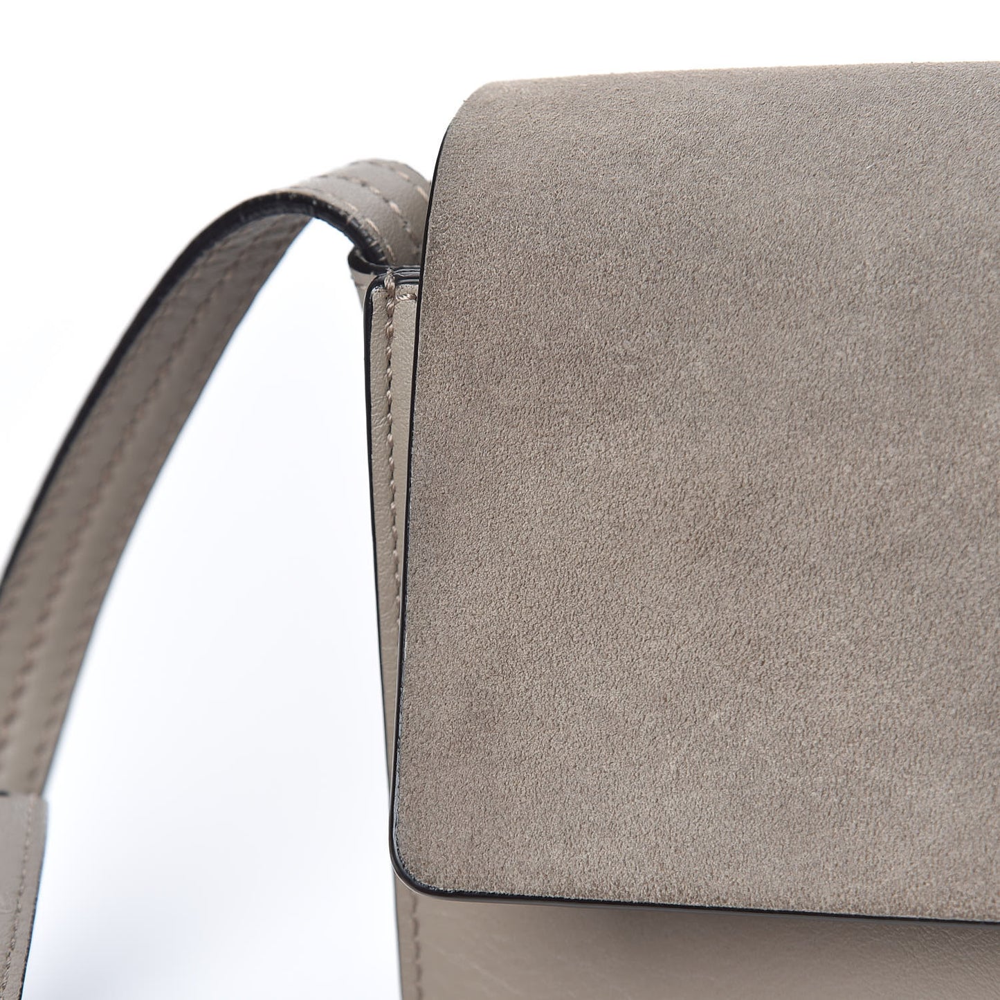 Suede Calfskin Small Faye Shoulder Bag Motty Grey