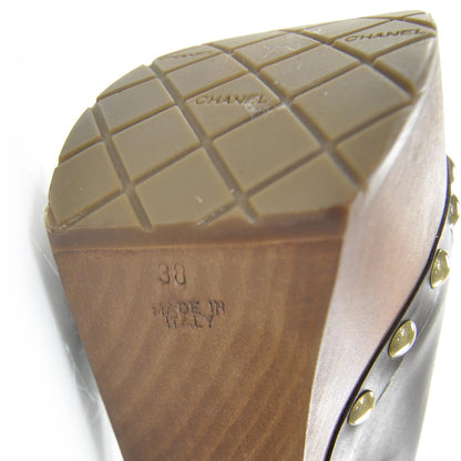 Chanel Leather Studded Clogs 38 Brown 8 of 9