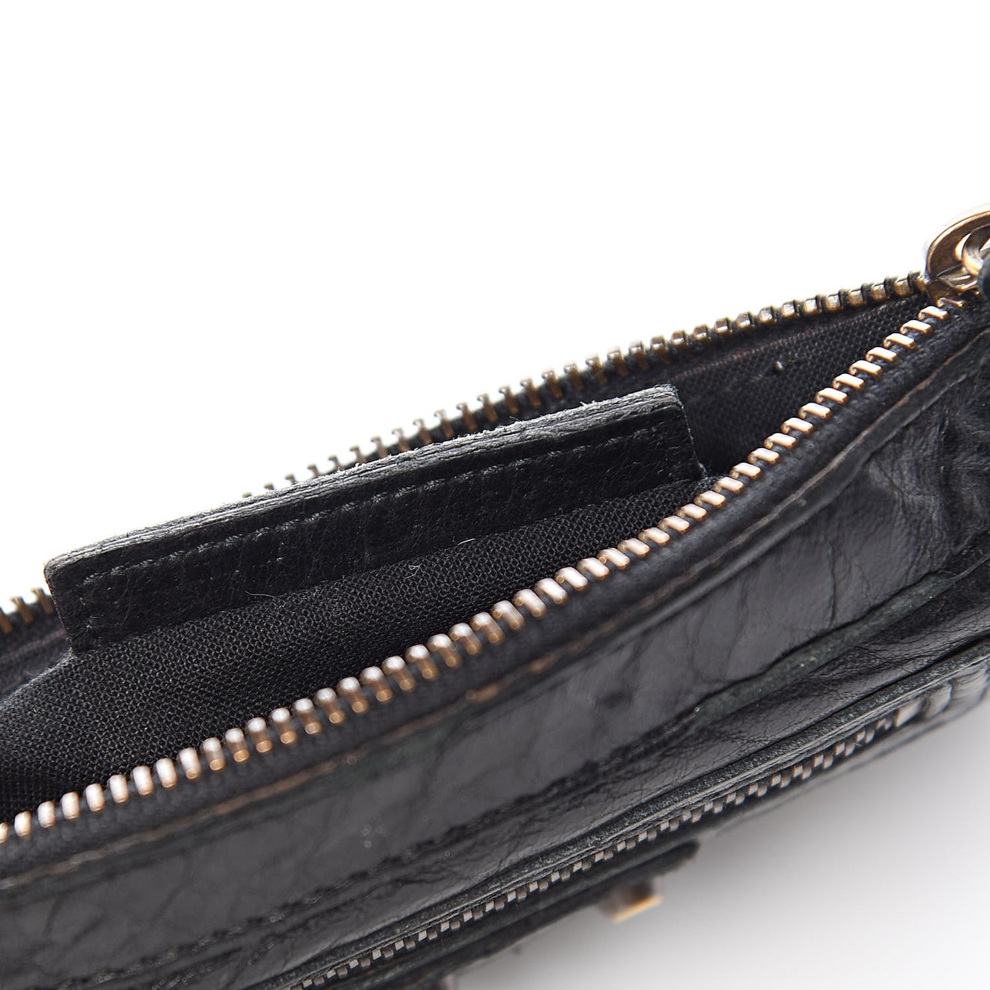 Agneau Classic Gold Hardware M Porte-Monnaie Coin Purse Black