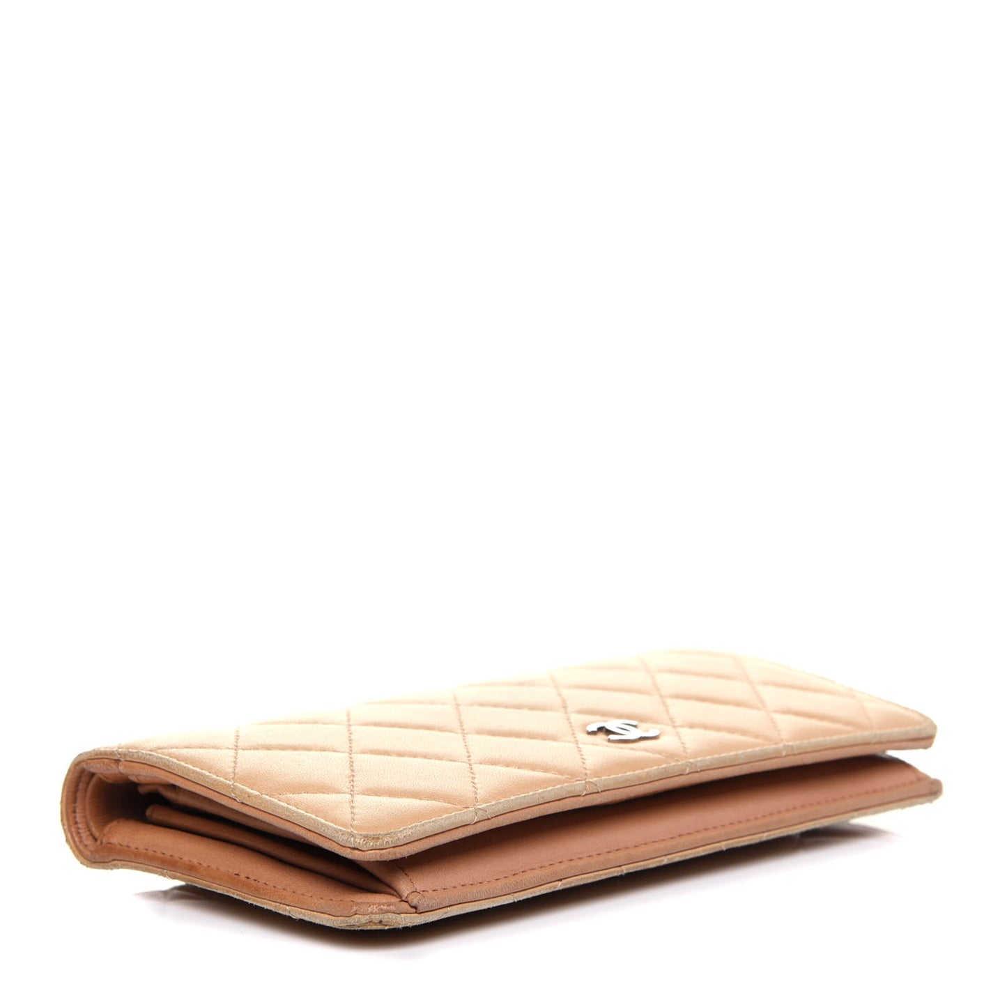 Lambskin Quilted Yen Wallet Beige