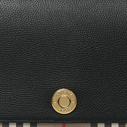 Burberry Coated Canvas Calfskin Vintage Check Medium Note Crossbody Bag Black 8 of 10