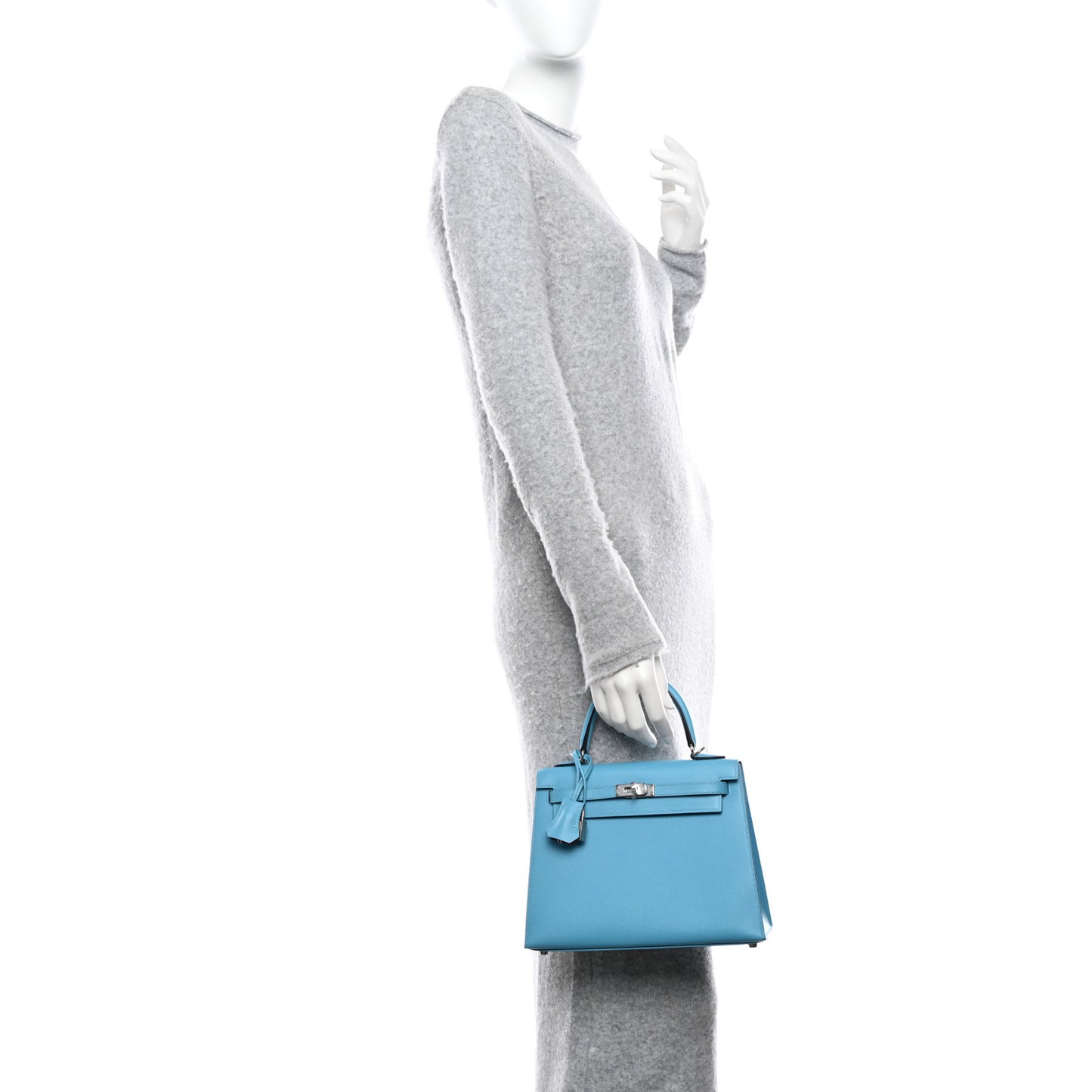 Madame Calfskin Verso Kelly Sellier 25 Bleu Du Nord Cuivre