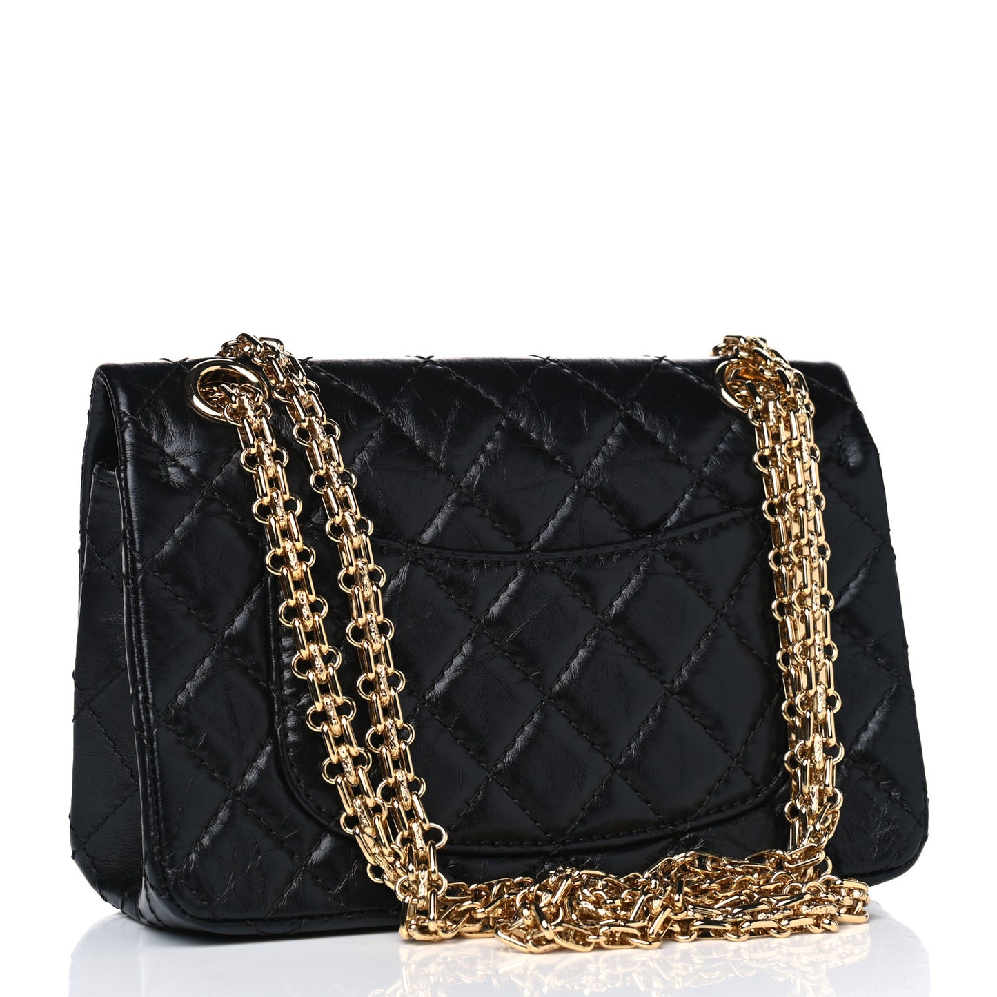 Aged Calfskin Quilted 2.55 Reissue Mini Flap Black