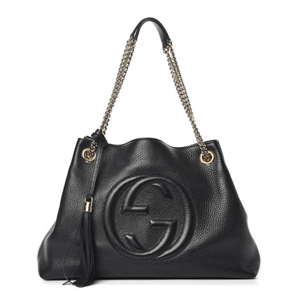 Gucci Pebbled Calfskin Medium Soho Chain Shoulder Bag Black 1 of 8