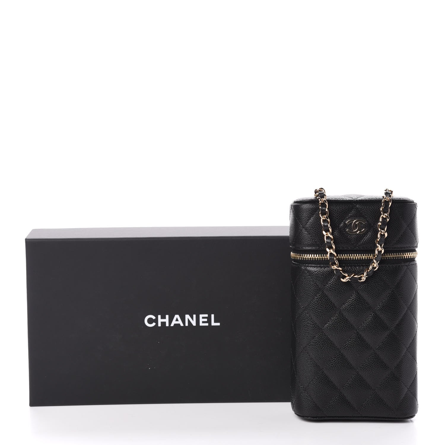 Chanel Caviar Quilted Phone Holder With Chain Black 10 of 10