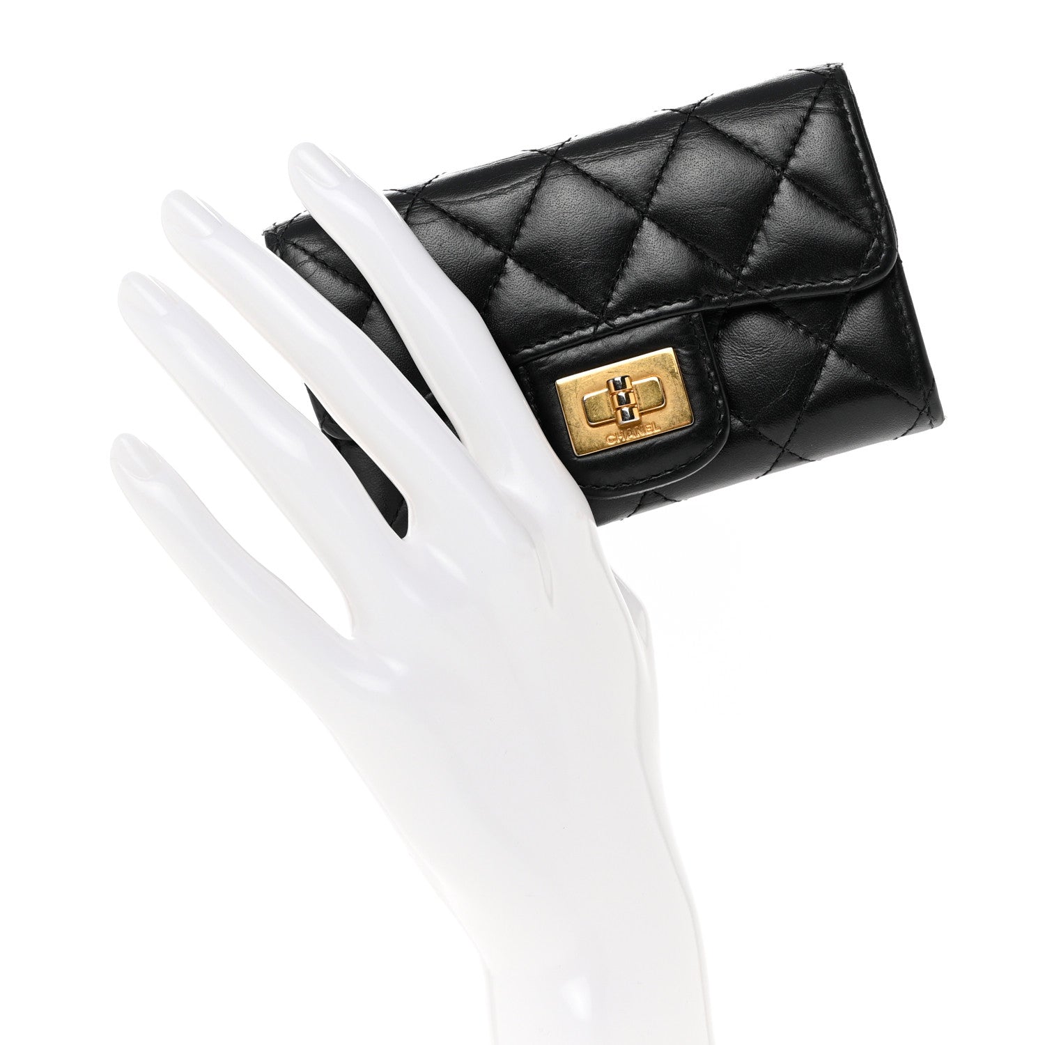 Chanel Aged Calfskin Quilted Reissue Flap Card Holder Black 2 of 11