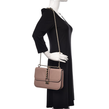 Valentino Garavani Vitello Medium Glam Lock Rockstud Flap Poudre 2 of 13