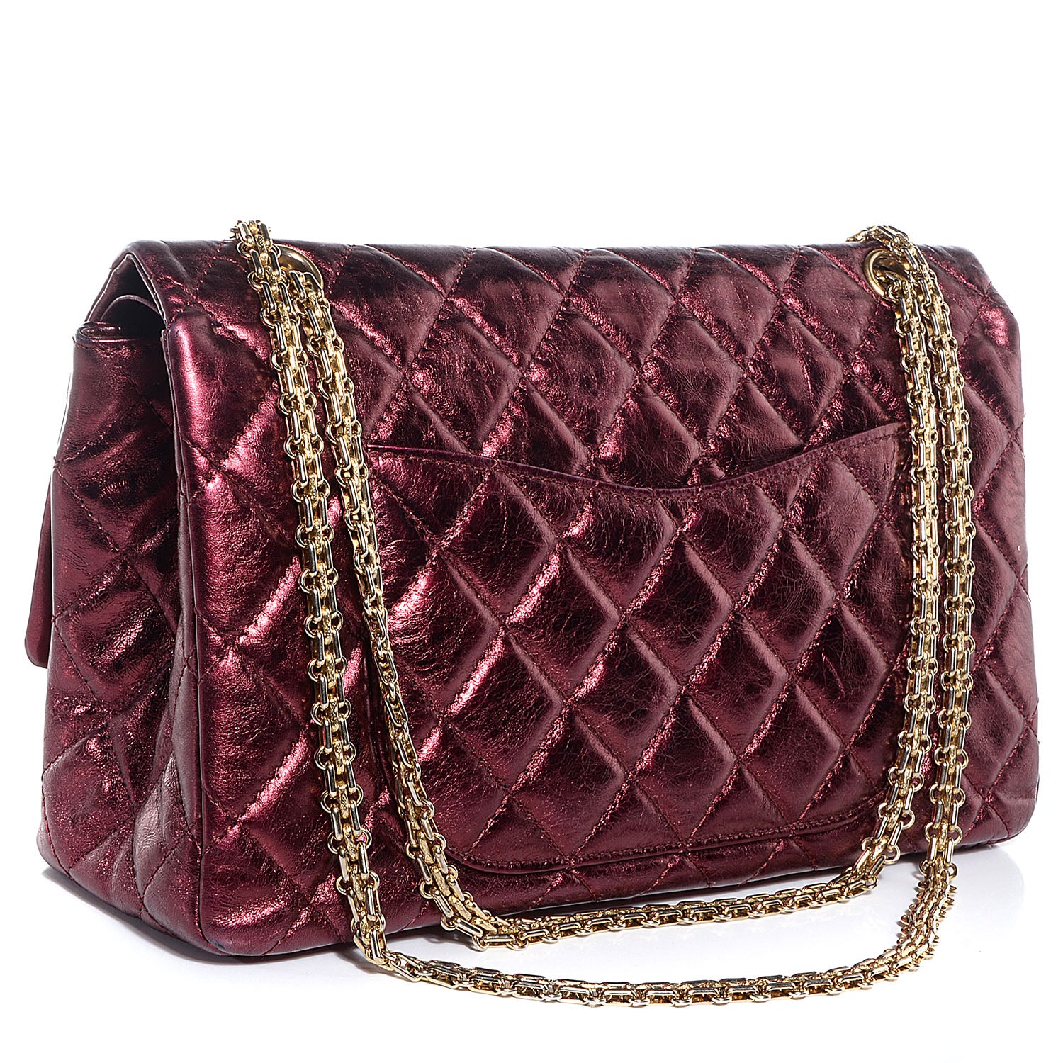 Chanel Calfskin 2.55 Reissue 227 Flap Metallic Dark Red 3 of 8