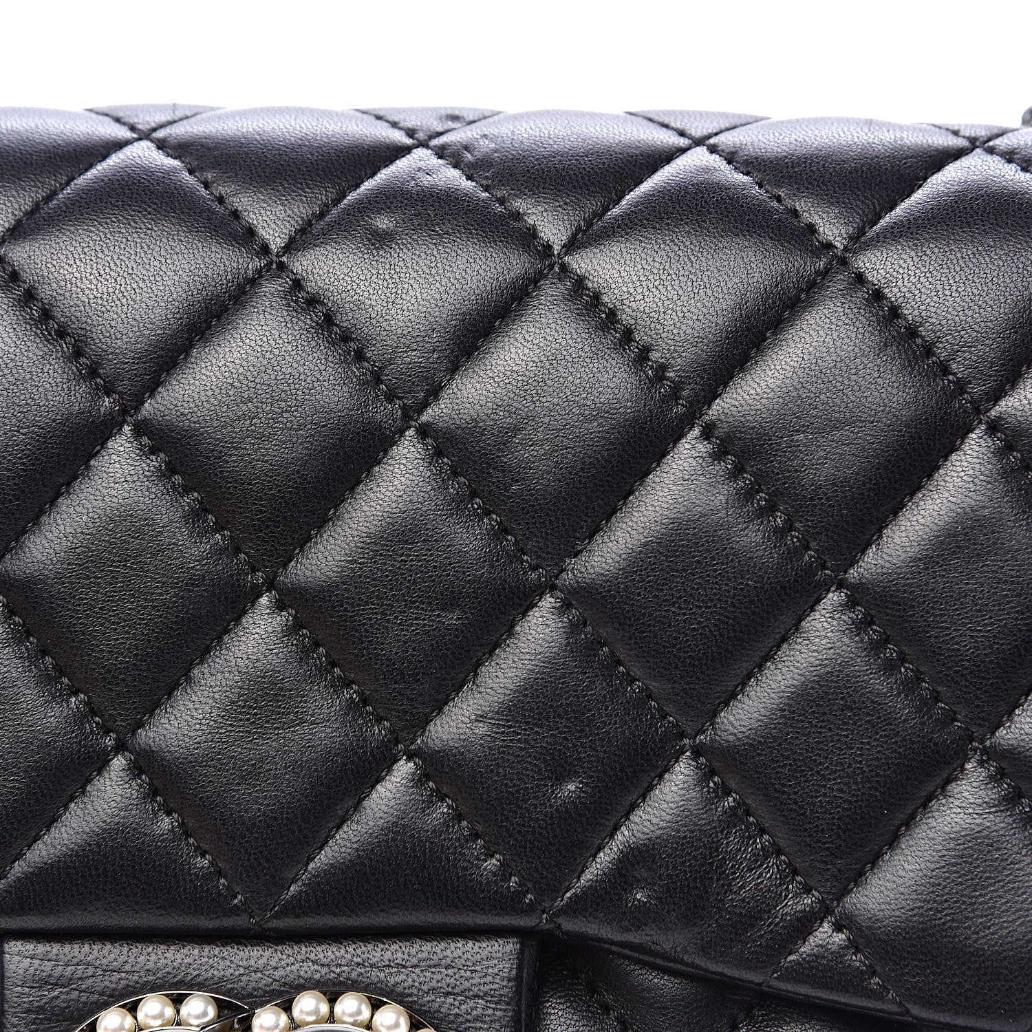 Chanel Lambskin Quilted Medium Westminster Pearl Flap Black 12 of 17