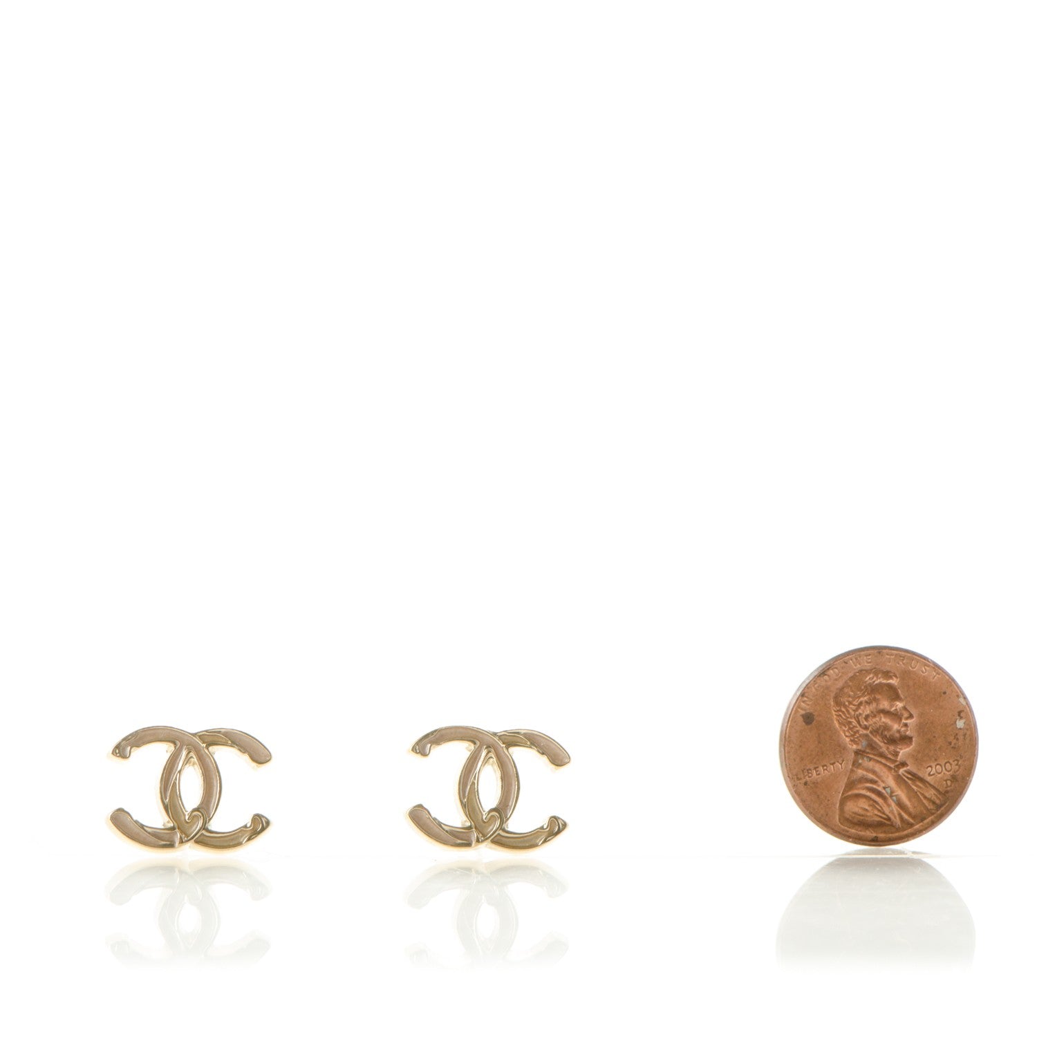 Chanel Enamel CC Earrings Beige Gold 2 of 5