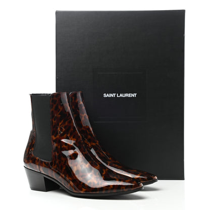 Saint Laurent Patent Tartaruga Chelsea Boots 38 Manto Naturale 9 of 9
