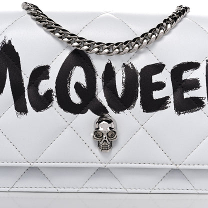 Alexander McQueen Calfskin Quilted Graffiti Skull Small Chain Crossbody Bag White 7 of 11