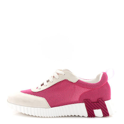 Hermes Air Mesh Suede Goatskin Bouncing Sneakers 38.5 Rose Multicolor 1 of 10