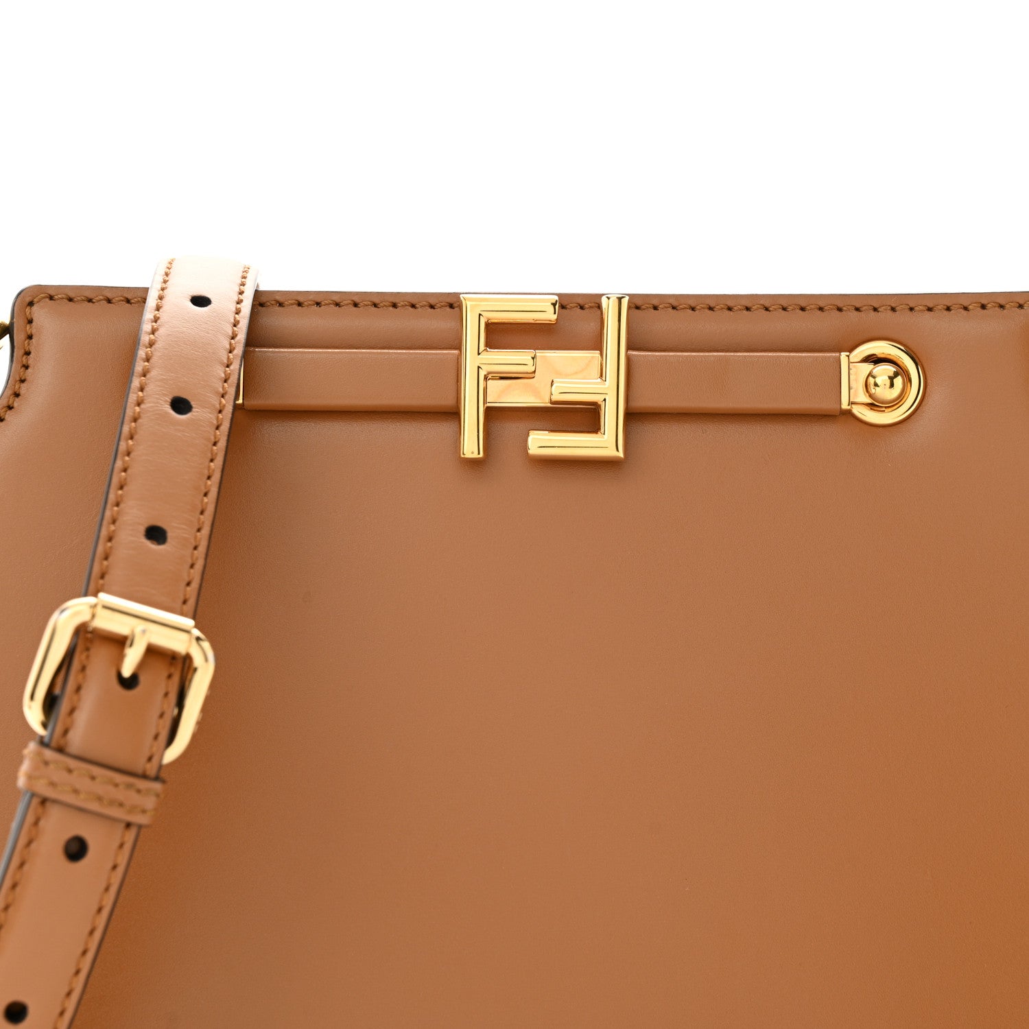Fendi Vitello King Luxor Fendi Touch Shoulder Bag Caramello 8 of 10