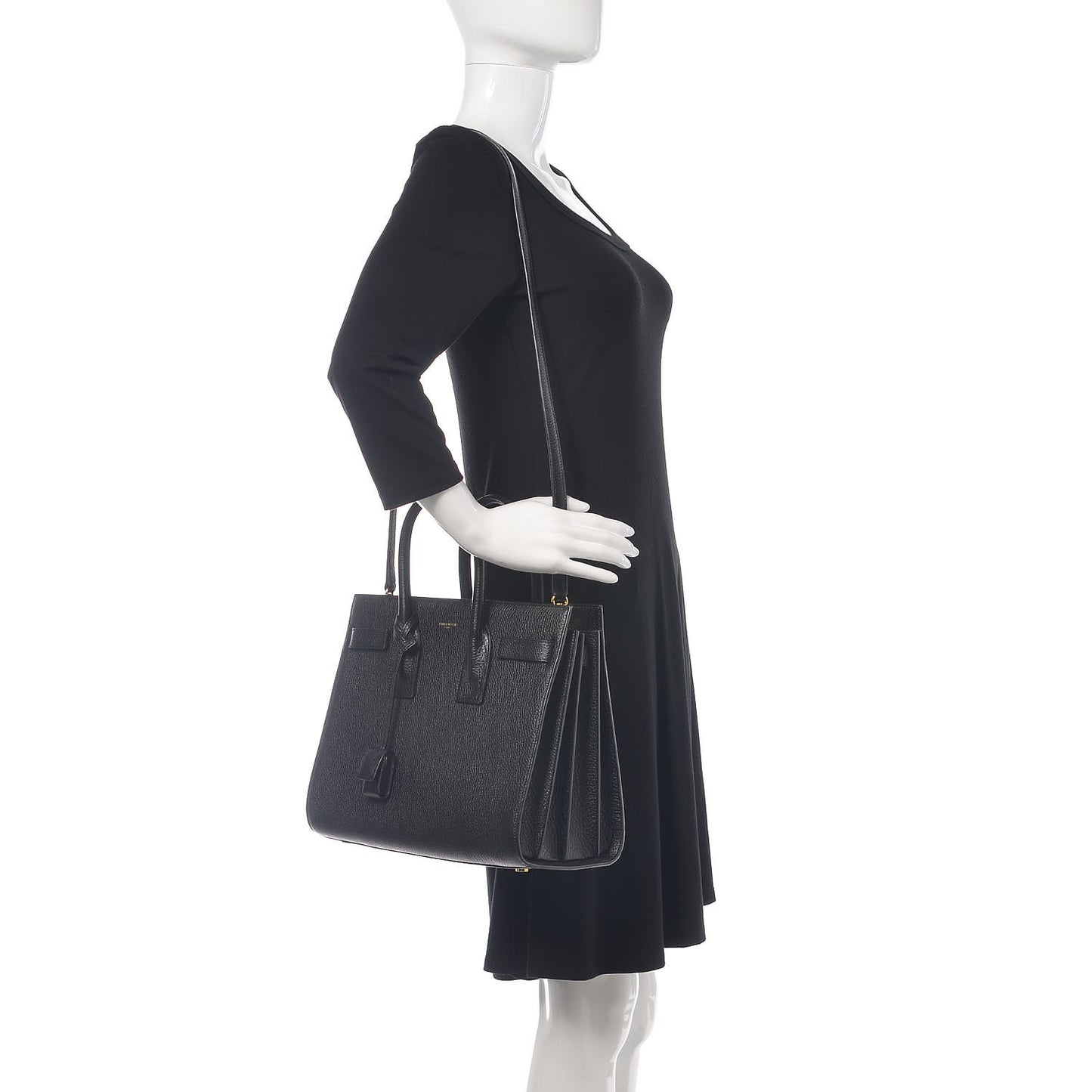 Grained Calfskin Small Sac De Jour Black