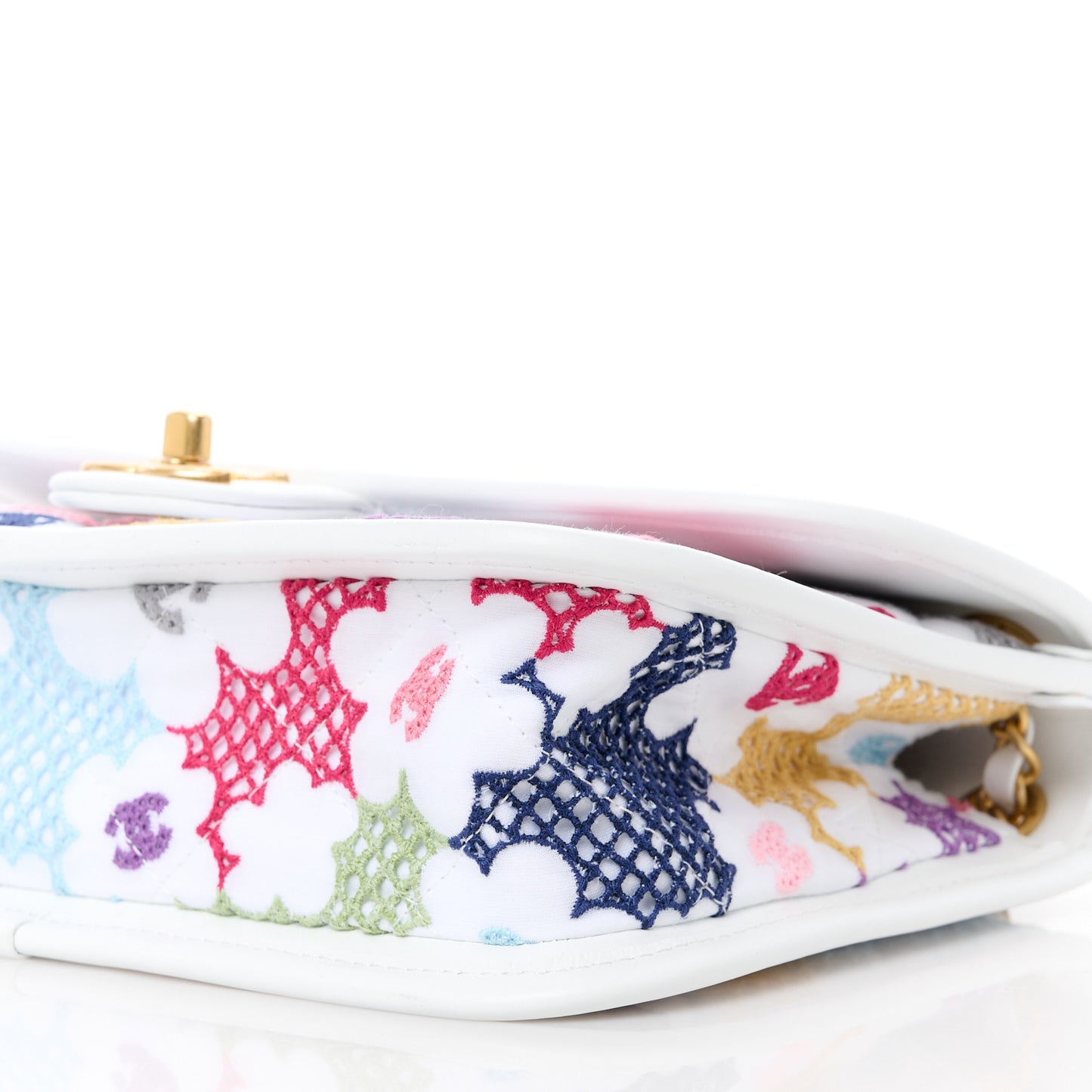 Lambskin Lace Patchwork Flap Bag Multicolor