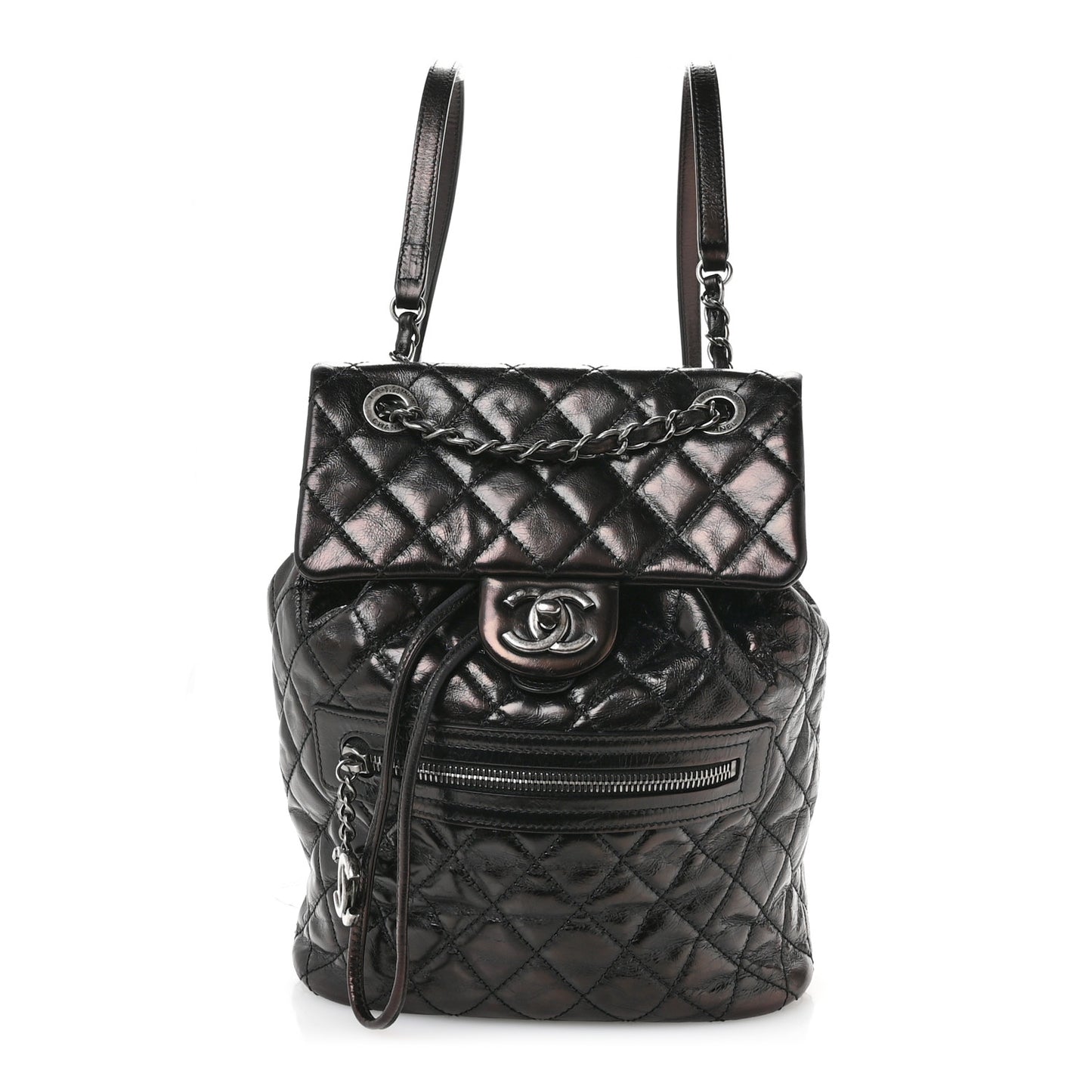 Glazed Calfskin Quilted Small Salzburg Mountain Backpack Black
