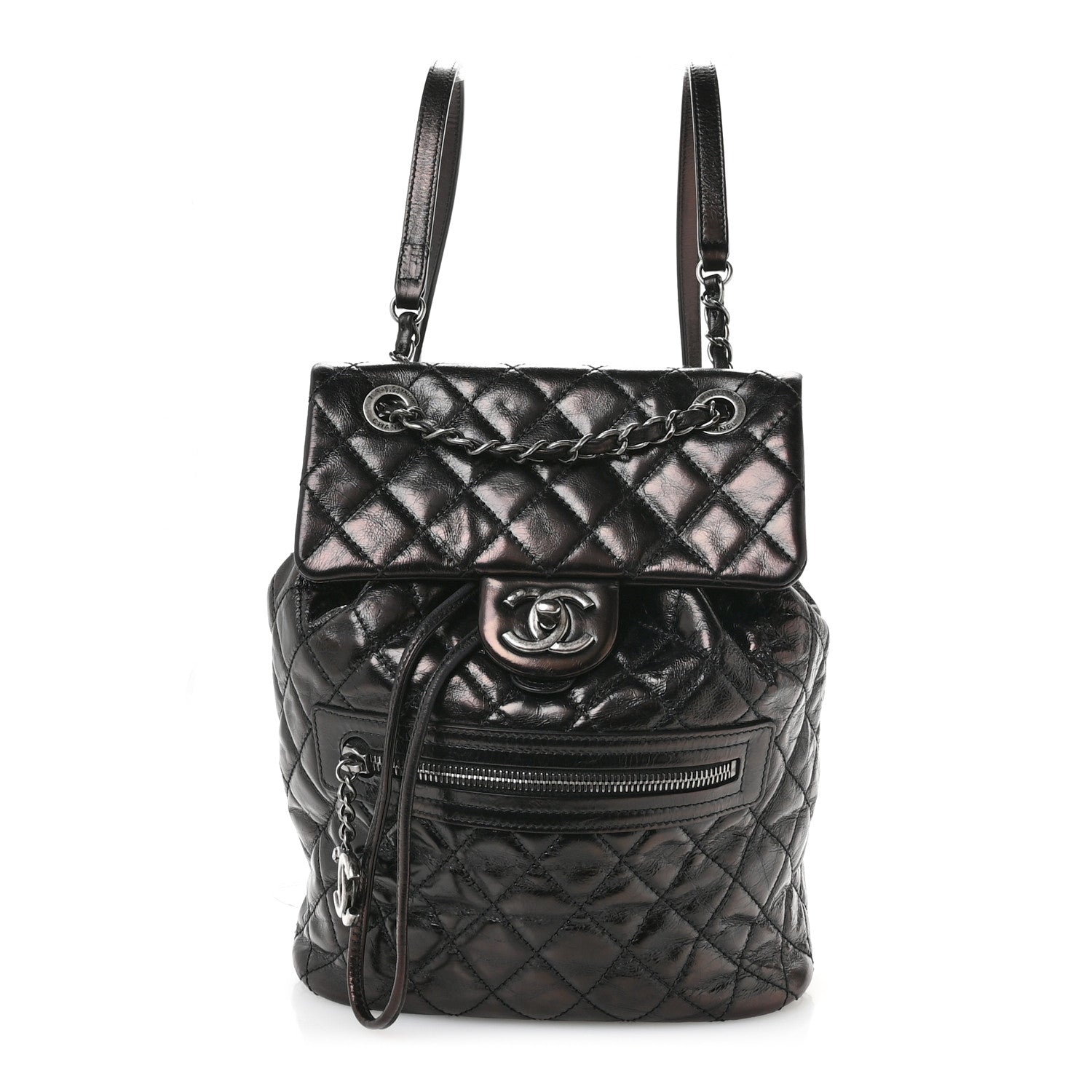 Chanel Glazed Calfskin Quilted Small Salzburg Mountain Backpack Black 1 of 10