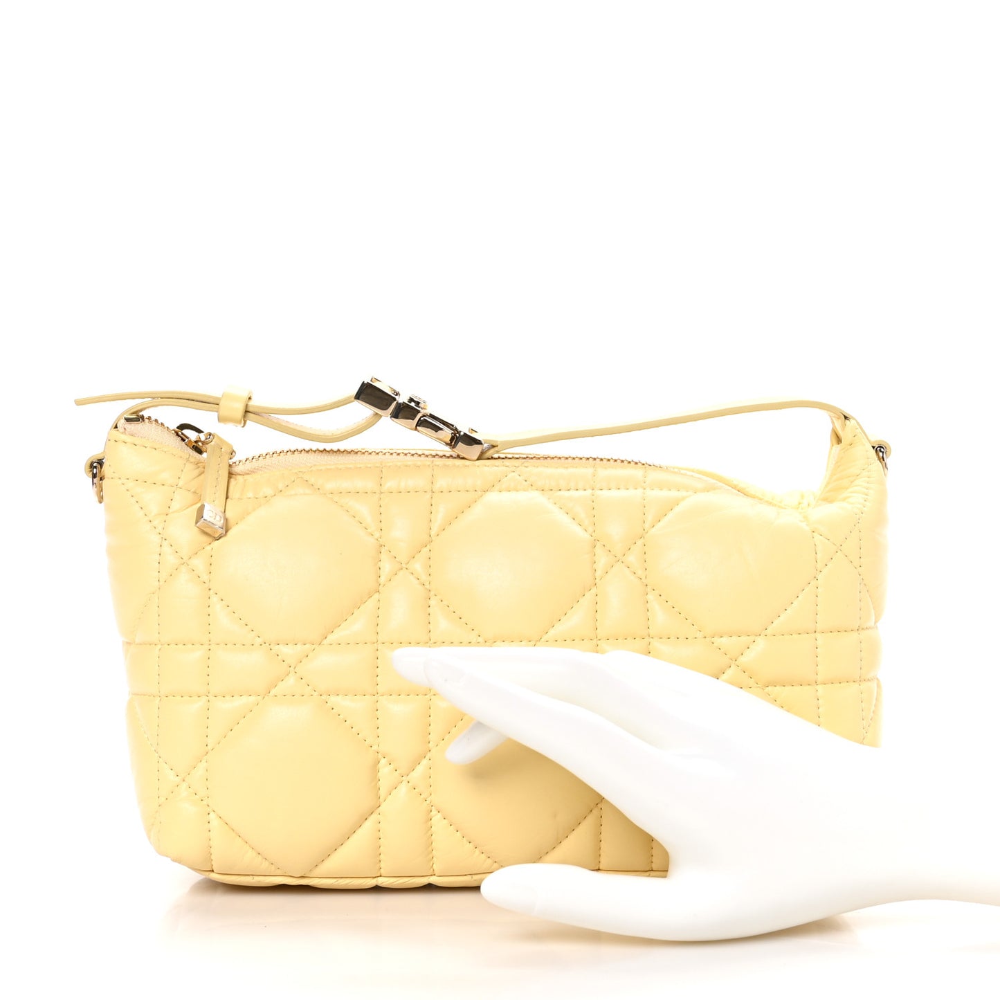 Calfskin Macrocannage Medium Diortravel Nomad Pouch Pale Yellow