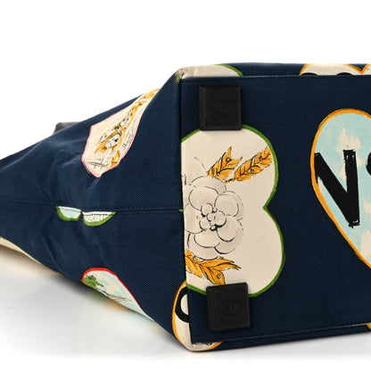 Chanel Canvas Coco Hearts Print Tote Blue 16 of 21