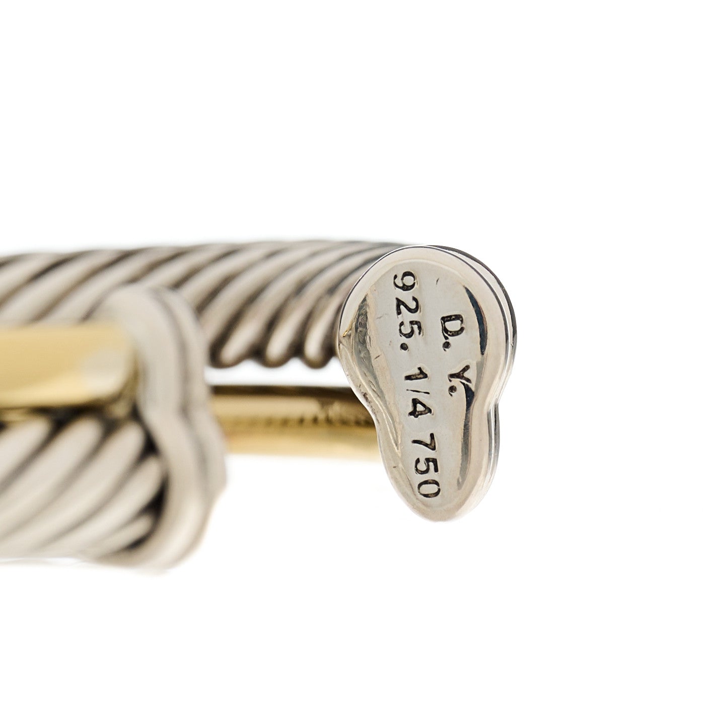 David Yurman Sterling Silver 18K Yellow Gold 5mm Crossover Cuff Bracelet 3 of 3