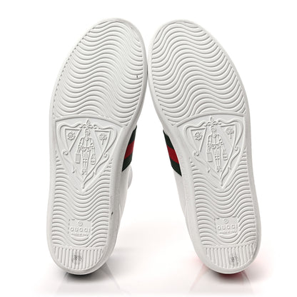Gucci Calfskin Ayers Bee Embroidered Womens Ace Sneakers 38.5 White Green 6 of 8