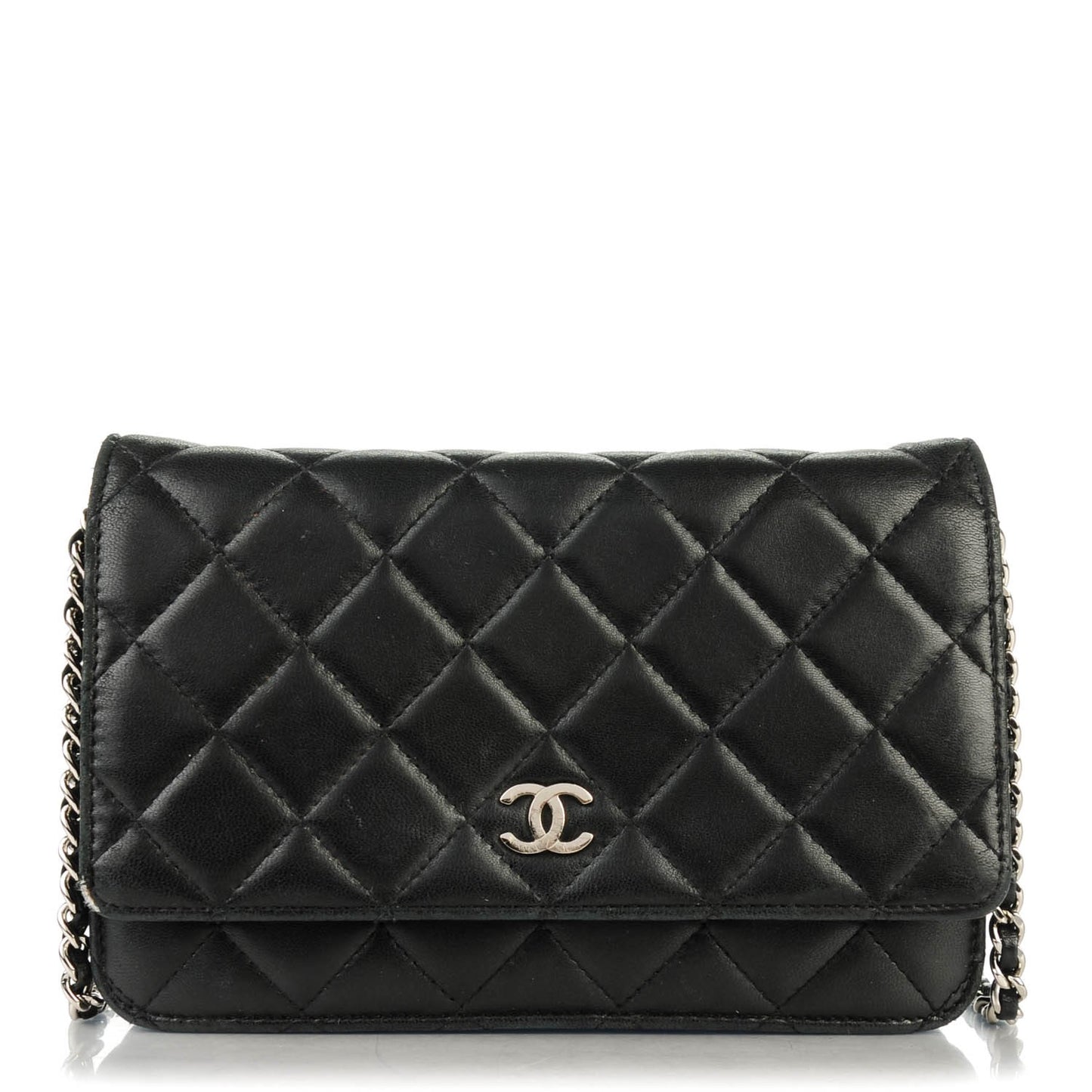 Lambskin Quilted Wallet On Chain WOC Black