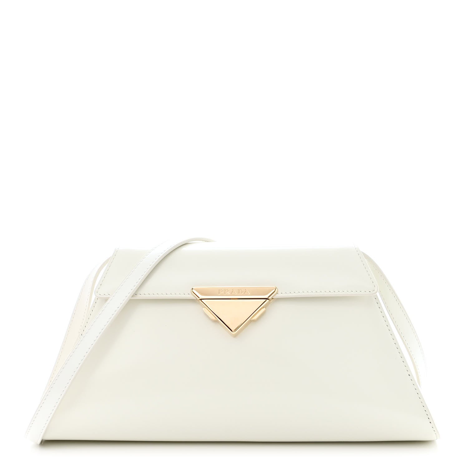 Prada Spazzolato Flap Shoulder Bag White 1 of 10